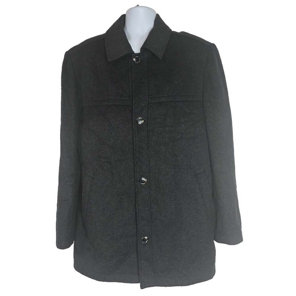 Mantoni Milan Italy Men's Cashmere Wool Pea‎ Coat  Size 46 Charcoal Grey